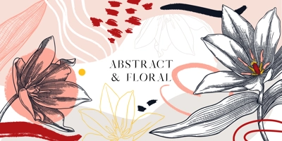 Collage style tulip vector illustration. Hand-sketched spring flowers. Trendy design with botanical, geometric shapes, and abstract elements. Perfect for print, poster, card, social media, wall art.